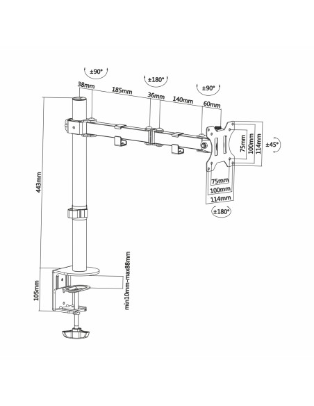 DT32TSR-039 soporte para monitor 81,3 cm (32") Negro Escritorio
