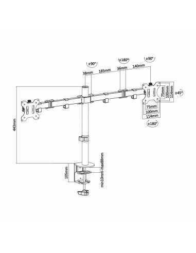 DT32TSR-041 soporte para monitor 81,3 cm (32") Negro Escritorio