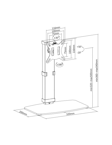 Soporte De Mesa Eco Giratorio E Inclinable Para Monitor/tv 8kg De 17-32, Negro