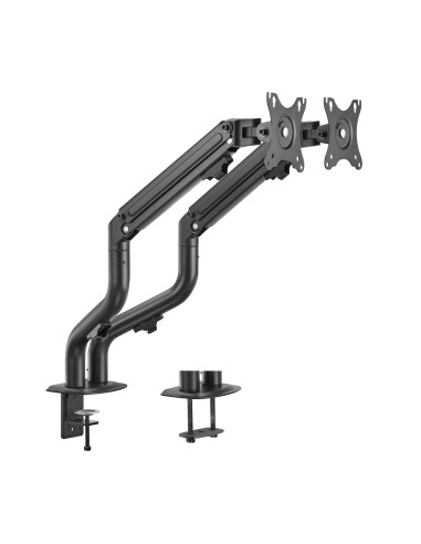 Soporte de Mesa ECO Contrapeso Giratorio e Inclinable para Monitor/TV 8Kg (3 Pivotes, 2 Brazos) de 17-32, Negro