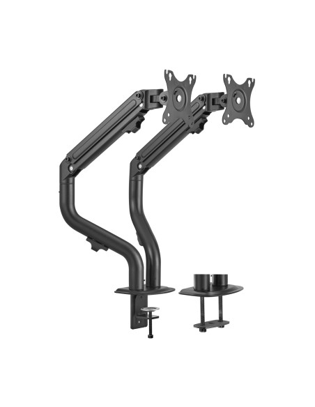 Soporte de Mesa ECO Contrapeso Giratorio e Inclinable para Monitor/TV 8Kg (3 Pivotes, 2 Brazos) de 17-32, Negro