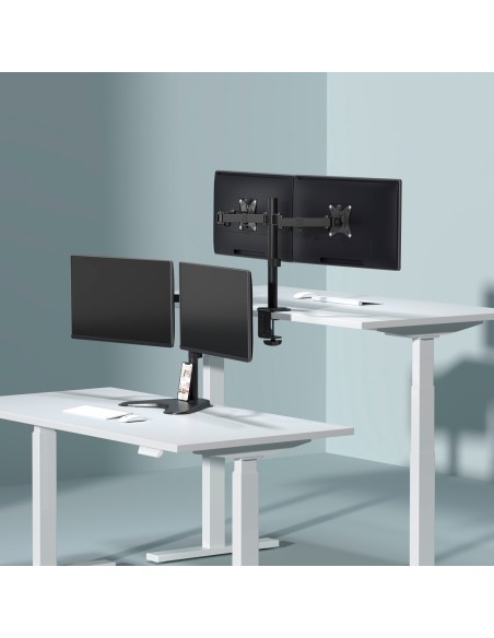 Soporte de Mesa ECO Giratorio e Inclinable para Monitor/TV 9Kg (3 Pivotes, 2 Brazos) de 17-32, Negro