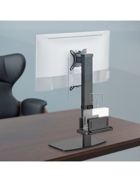 Soporte de Mesa ECO Giratorio e Inclinable para Monitor/TV y Mini PC 8Kg de 17-32, Negro