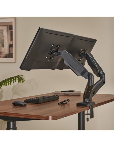 Soporte De Mesa Pro Contrapeso Giratorio E Inclinable Para Monitor/TV 9kg (3 Pivotes, 2 Brazos) De 17-32, Negro