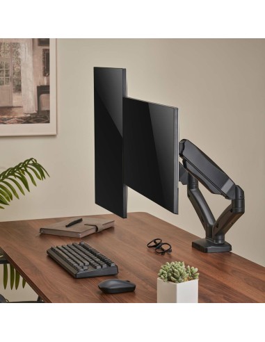 Soporte De Mesa Pro Contrapeso Giratorio E Inclinable Para Monitor/TV 9kg (3 Pivotes, 2 Brazos) De 17-32, Negro