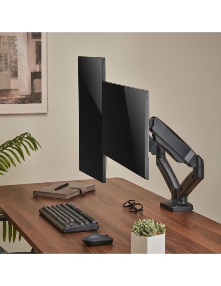 Soporte De Mesa Pro Contrapeso Giratorio E Inclinable Para Monitor/TV 9kg (3 Pivotes, 2 Brazos) De 17-32, Negro