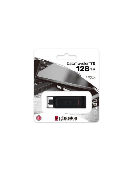 DataTraveler 70 unidad flash USB 128 GB USB Tipo C 3.2 Gen 1 (3.1 Gen 1) Negro