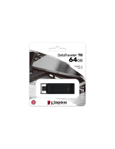 DataTraveler 70 unidad flash USB 64 GB USB Tipo C 3.2 Gen 1 (3.1 Gen 1) Negro