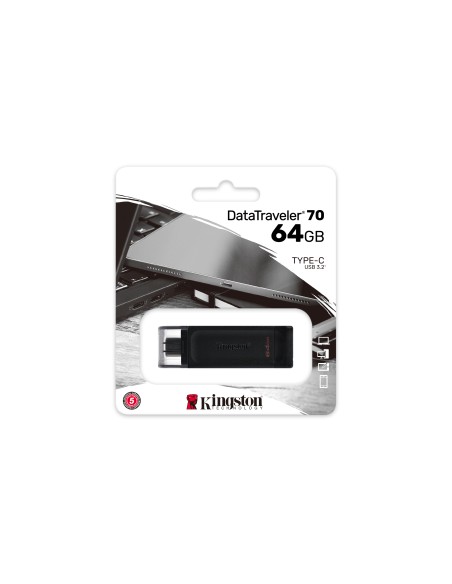 DataTraveler 70 unidad flash USB 64 GB USB Tipo C 3.2 Gen 1 (3.1 Gen 1) Negro