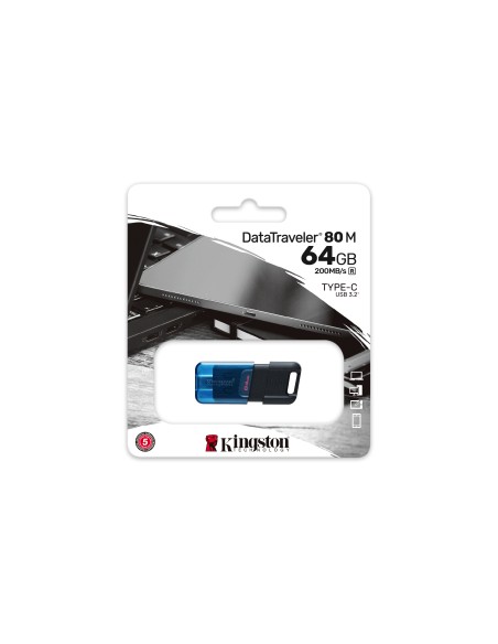 DataTraveler 80 M unidad flash USB 64 GB USB Tipo C 3.2 Gen 1 (3.1 Gen 1) Negro, Azul