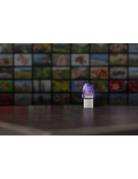 DataTraveler microDuo 3C unidad flash USB 256 GB USB Type-A / USB Type-C 3.2 Gen 1 (3.1 Gen 1) Acero inoxidable, Púrpura