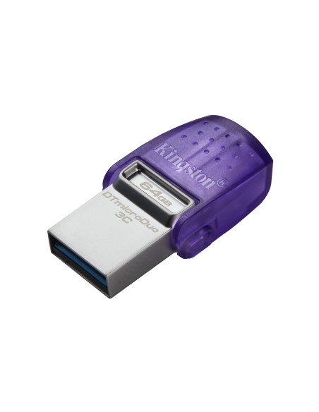 DataTraveler microDuo 3C unidad flash USB 64 GB USB Type-A / USB Type-C 3.2 Gen 1 (3.1 Gen 1) Púrpura, Acero inoxidable