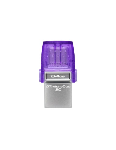 DataTraveler microDuo 3C unidad flash USB 64 GB USB Type-A / USB Type-C 3.2 Gen 1 (3.1 Gen 1) Púrpura, Acero inoxidable