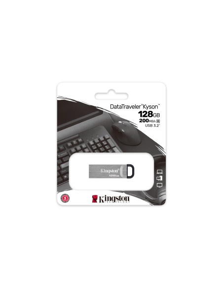 DataTraveler Kyson unidad flash USB 128 GB USB tipo A 3.2 Gen 1 (3.1 Gen 1) Plata