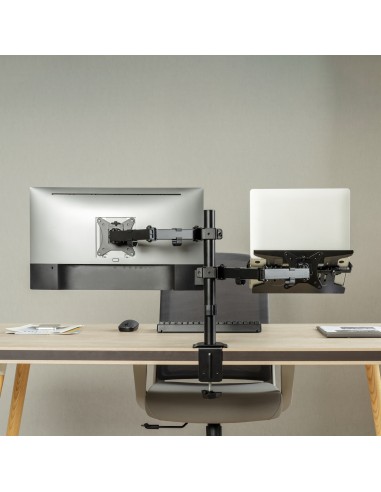Soporte de Mesa Giratorio e Inclinable para Portatil y Monitor/TV 9Kg de 17-32, Negro
