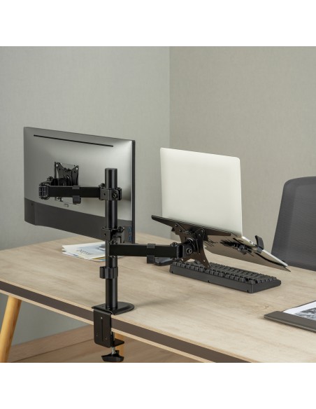 Soporte de Mesa Giratorio e Inclinable para Portatil y Monitor/TV 9Kg de 17-32, Negro