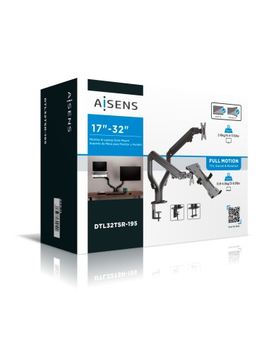 Soporte de Mesa Contrapeso Giratorio e Inclinable para Portatil y Monitor/TV 8Kg de 17-32, Negro