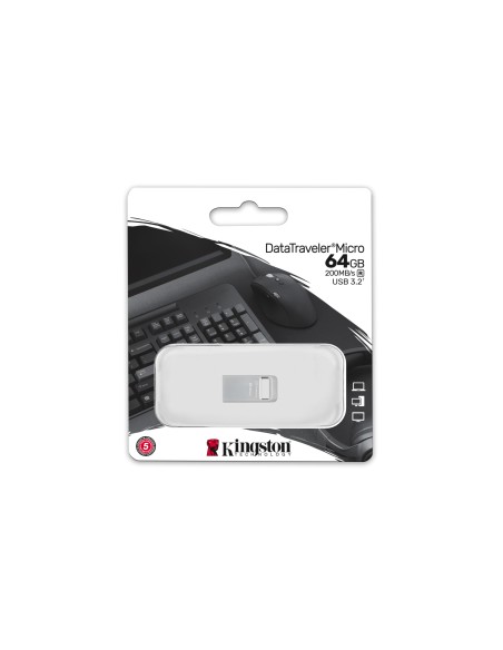 DataTraveler Micro unidad flash USB 64 GB USB tipo A 3.2 Gen 1 (3.1 Gen 1) Plata