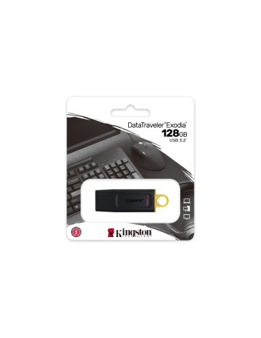 DataTraveler Exodia unidad flash USB 128 GB USB tipo A 3.2 Gen 1 (3.1 Gen 1) Negro, Amarillo