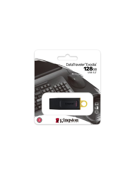 DataTraveler Exodia unidad flash USB 128 GB USB tipo A 3.2 Gen 1 (3.1 Gen 1) Negro, Amarillo