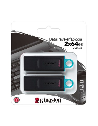 DataTraveler Exodia unidad flash USB 64 GB USB tipo A 3.2 Gen 1 (3.1 Gen 1) Negro, Turquesa