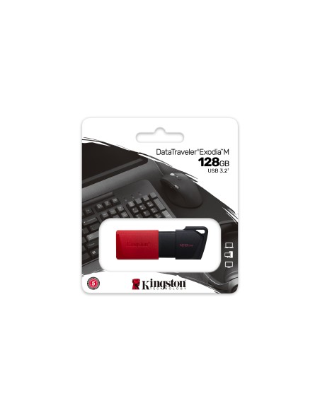 DataTraveler Exodia M unidad flash USB 128 GB USB tipo A 3.2 Gen 1 (3.1 Gen 1) Negro, Rojo
