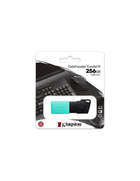 DataTraveler Exodia M unidad flash USB 256 GB USB tipo A 3.2 Gen 1 (3.1 Gen 1) Negro, Turquesa