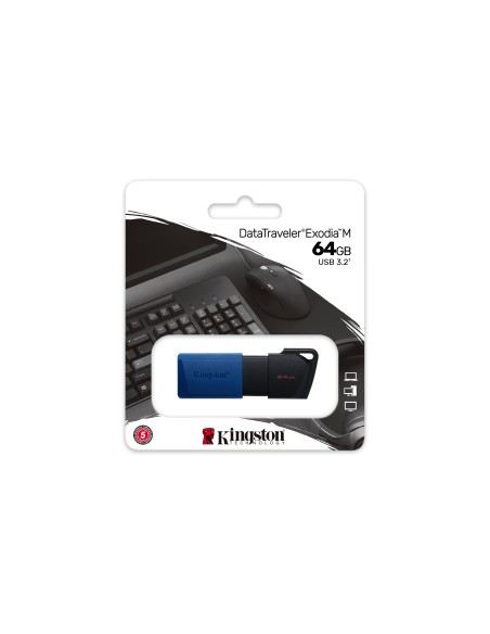 DataTraveler Exodia M unidad flash USB 64 GB USB tipo A 3.2 Gen 1 (3.1 Gen 1) Negro, Azul