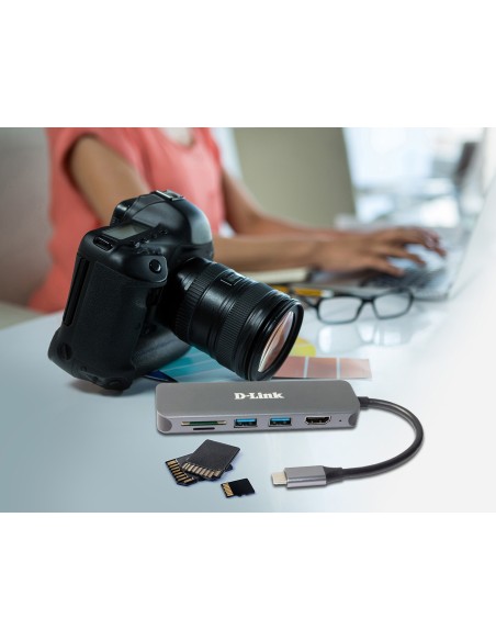 DUB-2327 base para portátil y replicador de puertos Alámbrico USB Tipo C Gris