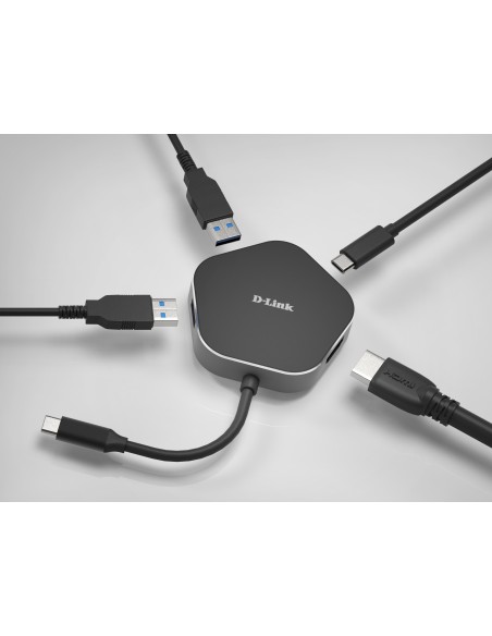 DUB-M420 base para portátil y replicador de puertos Alámbrico Thunderbolt 3 Negro, Plata
