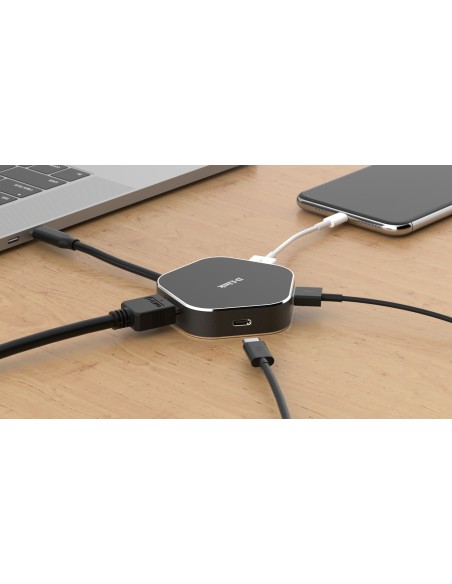 DUB-M420 base para portátil y replicador de puertos Alámbrico Thunderbolt 3 Negro, Plata