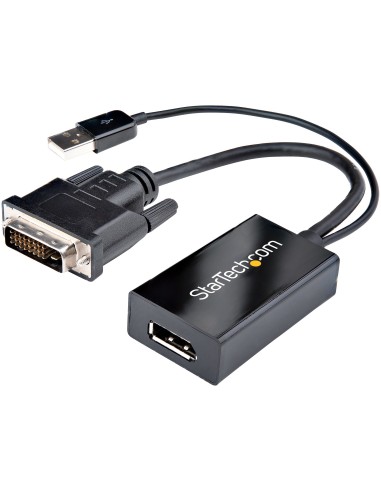 Adaptador DVI a DisplayPort Alimentado por USB - Conversor DVI a DisplayPort - Convertidor DVI-D a DP - 1920x1200