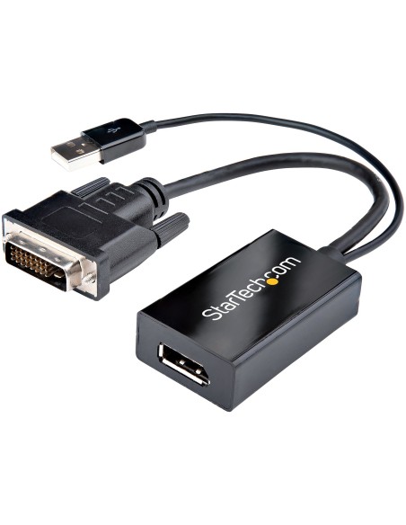 Adaptador DVI a DisplayPort Alimentado por USB - Conversor DVI a DisplayPort - Convertidor DVI-D a DP - 1920x1200