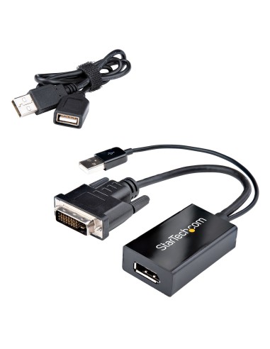 Adaptador DVI a DisplayPort Alimentado por USB - Conversor DVI a DisplayPort - Convertidor DVI-D a DP - 1920x1200