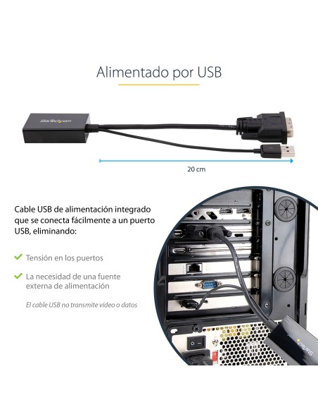 Adaptador DVI a DisplayPort Alimentado por USB - Conversor DVI a DisplayPort - Convertidor DVI-D a DP - 1920x1200