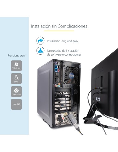 Adaptador DVI a DisplayPort Alimentado por USB - Conversor DVI a DisplayPort - Convertidor DVI-D a DP - 1920x1200