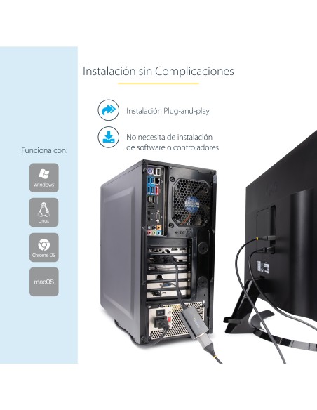 Adaptador DVI a DisplayPort Alimentado por USB - Conversor DVI a DisplayPort - Convertidor DVI-D a DP - 1920x1200