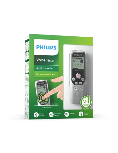 DVT1250 dictáfono Memoria interna y tarjeta de memoria Negro, Gris