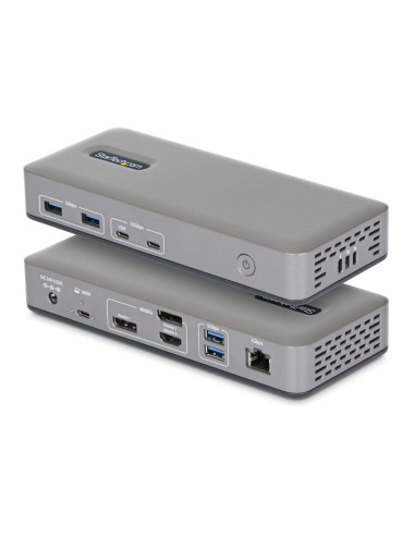 Docking Station USB-C de 3 Monitores DisplayPort/HDMI - 4K60Hz - Ethernet 1GbE - PD de 100W para Carga de Portátiles - Replicado