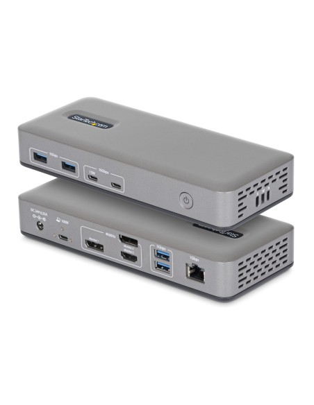 Docking Station USB-C de 3 Monitores DisplayPort/HDMI - 4K60Hz - Ethernet 1GbE - PD de 100W para Carga de Portátiles - Replicado