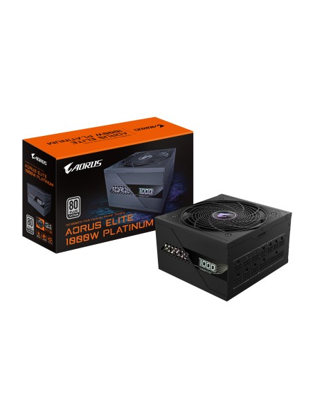AORUS ELITE P1000W ICE Fuente de Alimentación - PCIe 5.0, 80 PLUS Platinum, Diseño completamente modular, Ventilador de 120 mm, 