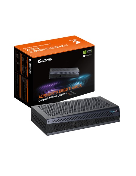 AORUS RTX 5060 Ti AI BOX Tarjeta Gráfica - 16GB GDDR7, 128bit, PCI-E 5.0, 2572MHz Frecuencia del núcleo, 3 x DP 2.1, 1 x HDMI 2.