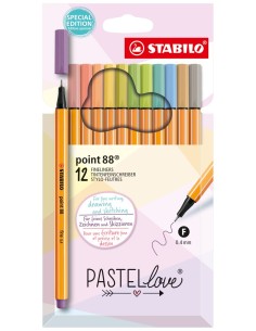 point 88 rotulador Fino Beige, Azul, Verde, Verde claro, Naranja, Pastel, Melocotón, Violeta, Amarillo 12 pieza(s)