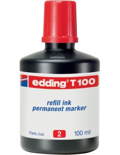 Bote de tinta rotulador edding t 100 100ml rojo