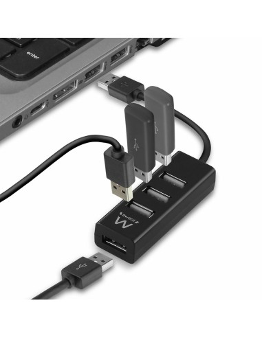 EW1123 hub de interfaz USB 2.0 480 Mbit/s Negro