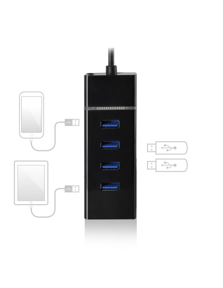 EW1137 hub de interfaz USB 3.2 Gen 1 (3.1 Gen 1) Type-C 5000 Mbit/s Negro