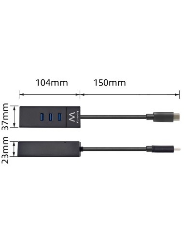 EW1141 base para portátil y replicador de puertos USB 3.2 Gen 1 (3.1 Gen 1) Type-C Negro