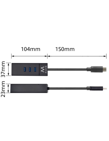 EW1141 base para portátil y replicador de puertos USB 3.2 Gen 1 (3.1 Gen 1) Type-C Negro