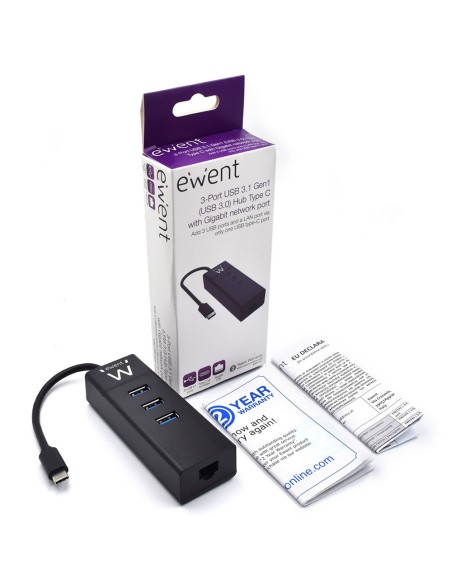 EW1141 base para portátil y replicador de puertos USB 3.2 Gen 1 (3.1 Gen 1) Type-C Negro