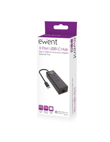 EW1141 base para portátil y replicador de puertos USB 3.2 Gen 1 (3.1 Gen 1) Type-C Negro